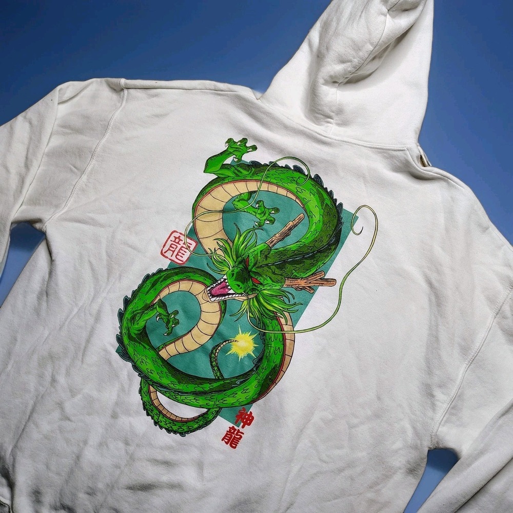 Dragon Ball Z Hoodie Mens 2XL White Shenron Dragon Graphic Pullover